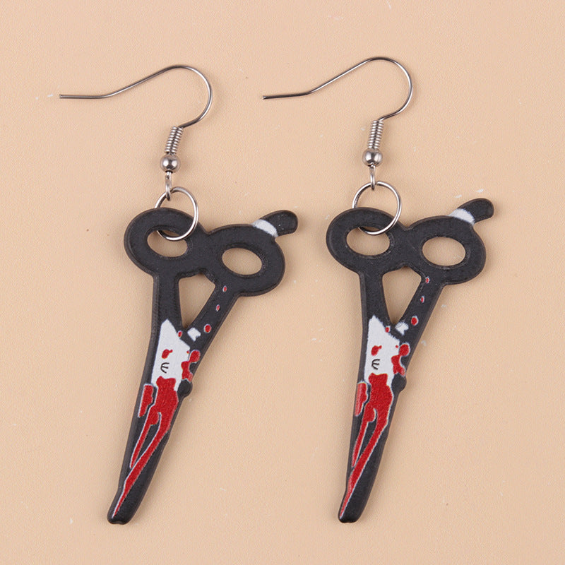 Wholesale  Halloween Acrylic Earrings Blood Mirror Dagger Chopper Axe Earrings