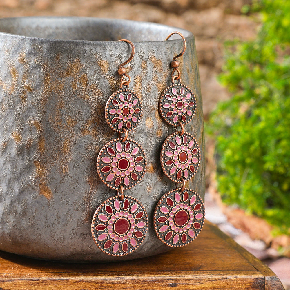 Wholesale Ethnic Style Colorful Oil Drop Long Earrings - Fashion Accessory for Party Wear