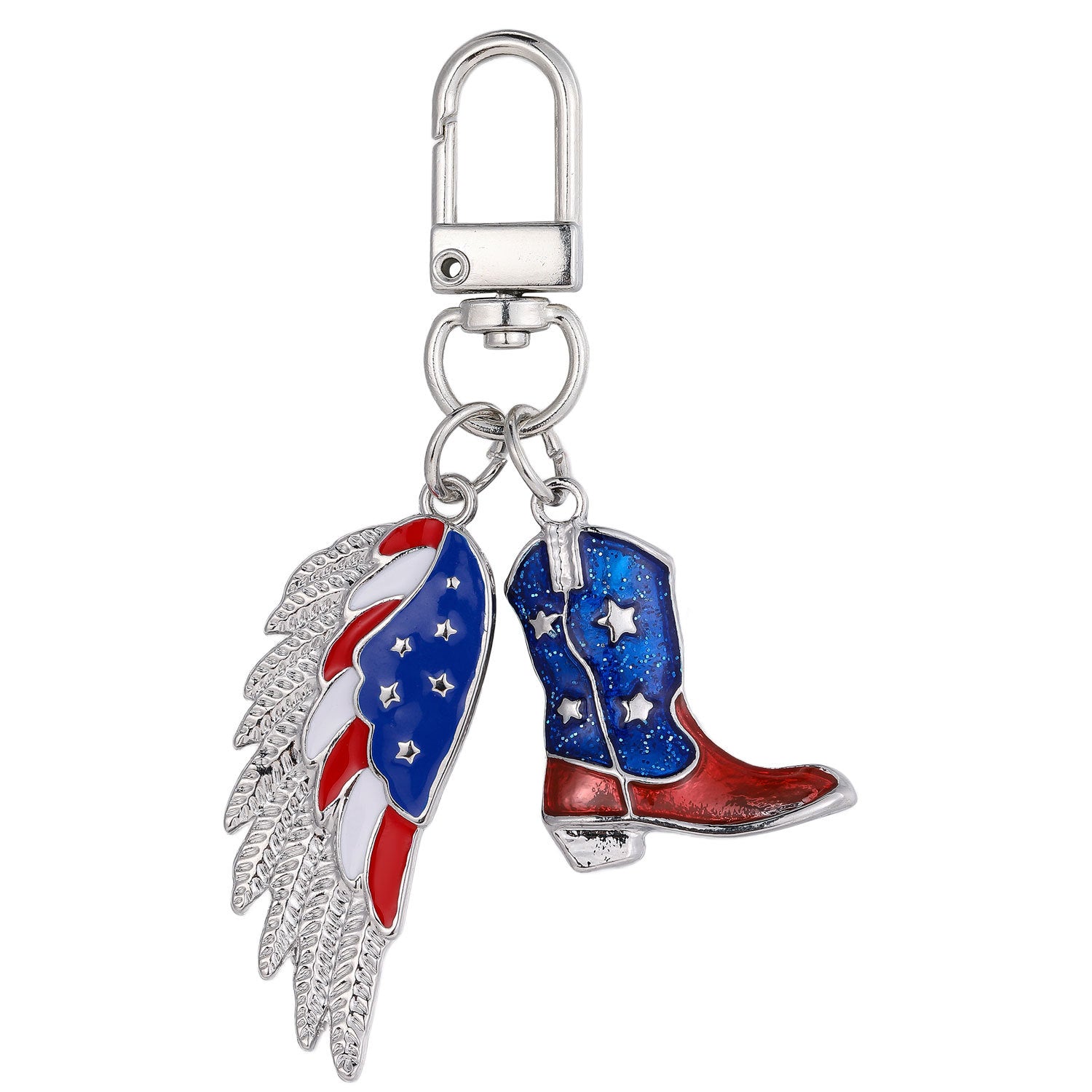 Wholesale Independence Day Elements Red White Blue Flag Alloy Keychain