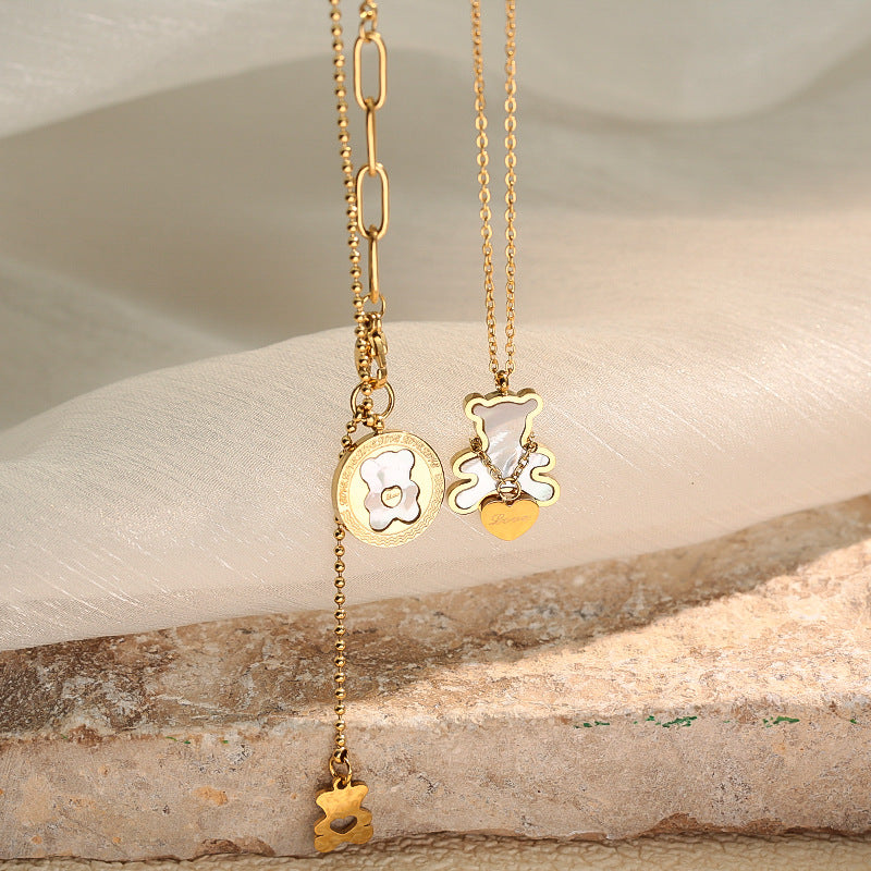 Wholesale Stainless steel white shell pendant sweater chain