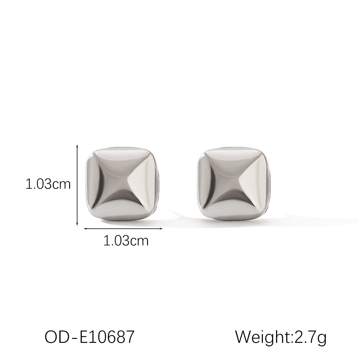 Wholesale  Stainless Steel Square Cut Three-dimensional Earrings