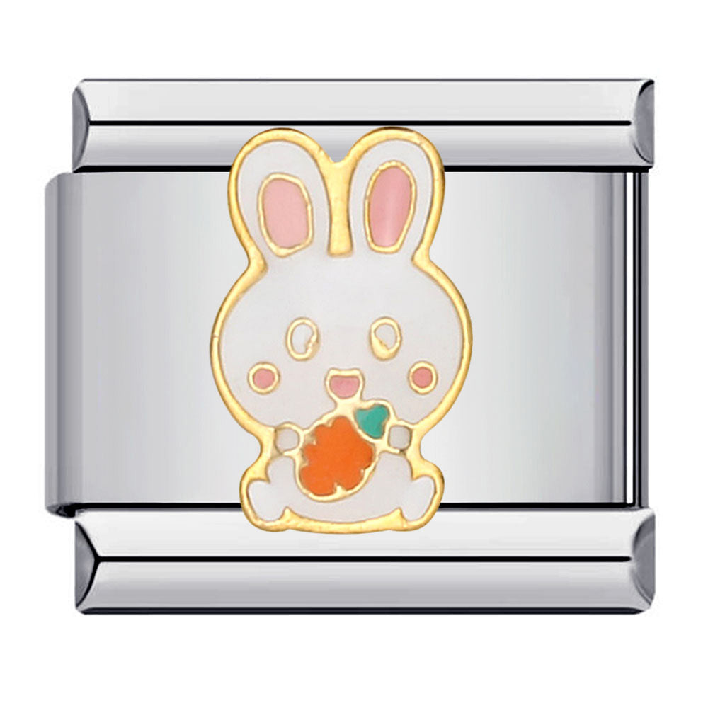 Wholesale Cute Rabbit DIY Modular Bracelet,  Stainless Steel Enamel Drop Jewelry Accessory,  Stylish Party Gift