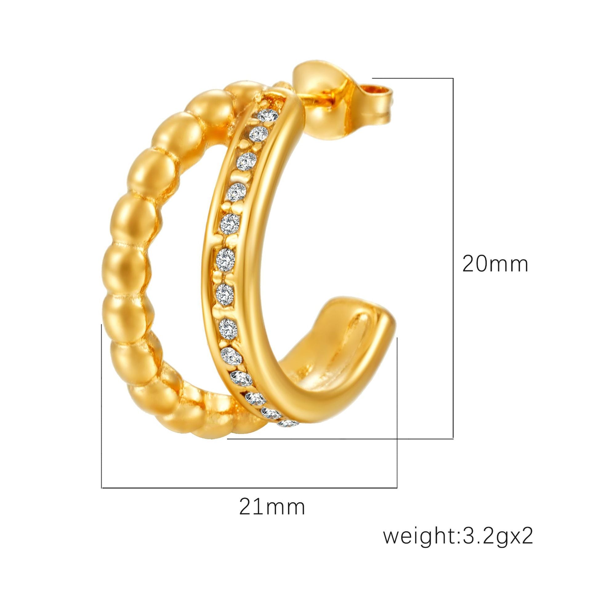 Conception de personnalité créative en gros titanium en acier plaqué 18 000 boucles d'oreilles en or