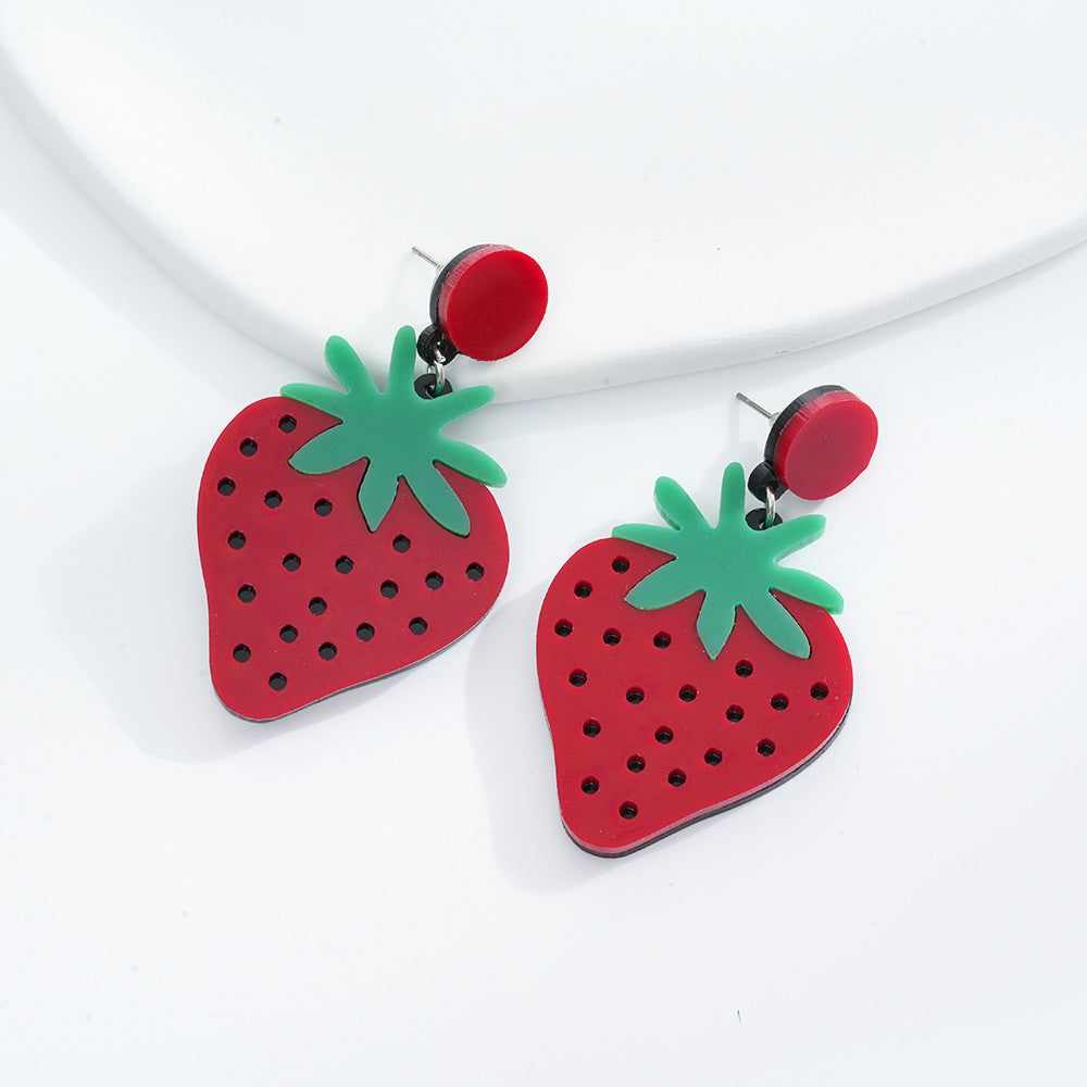 Wholesale Creative Handmade Strawberry Acrylic Earrings ACC-ES-AnDao032