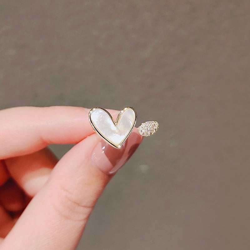 Wholesale Stylish Heart Shaped Open Ring For Women Minimalist Korean Fashion Jewelry Accessory In Zinc Alloy Adjustable Everyday Wear