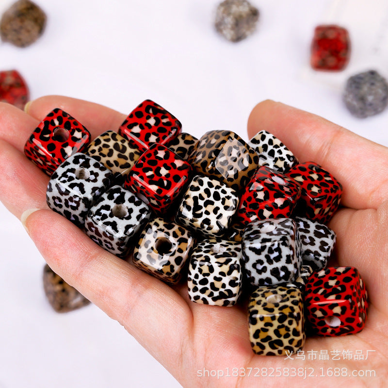 Wholesale random  10pcs Versatile Leopard Print  Focal Beads DIY Bead Accessories