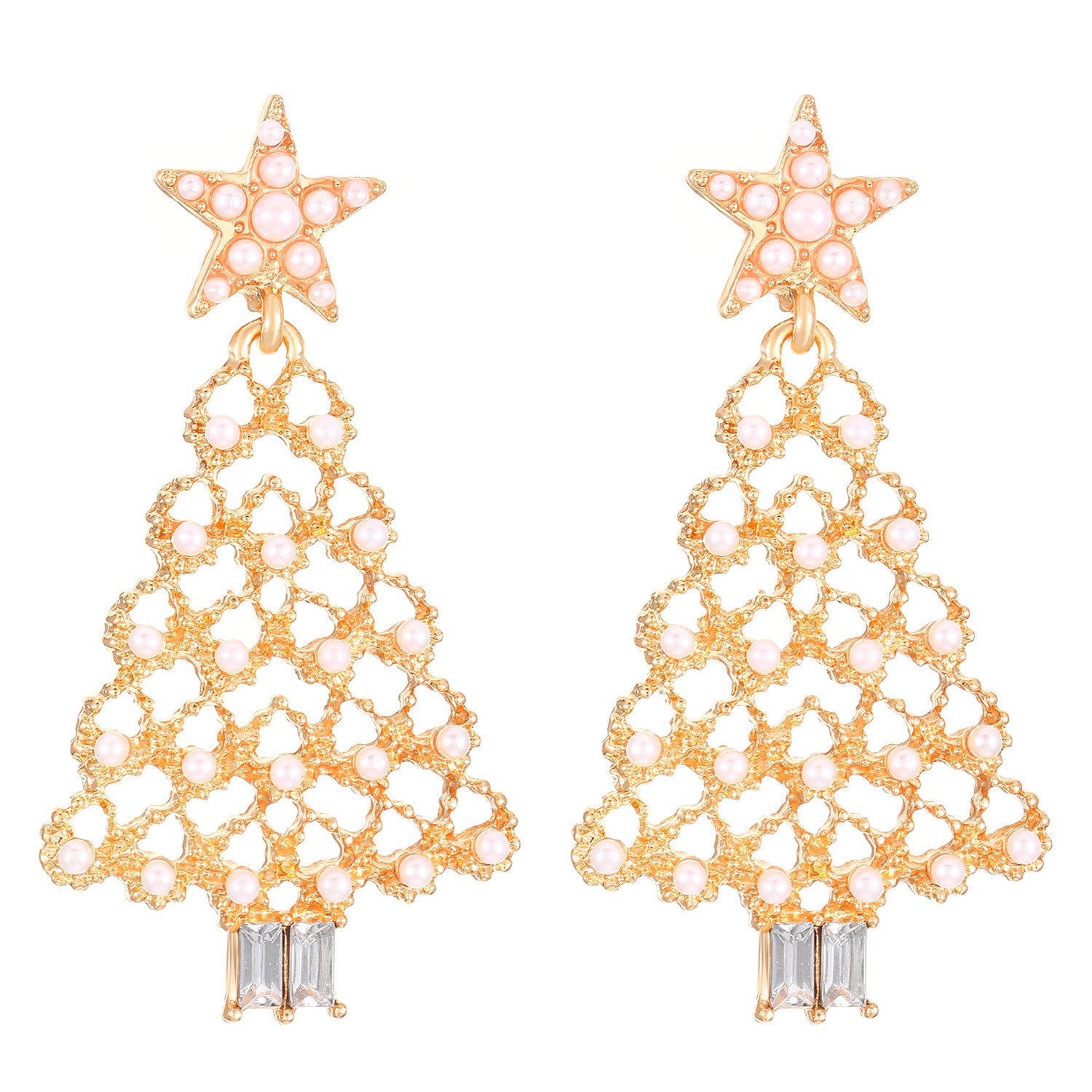 Boucles d'oreilles arbres de Noël incrustées de diamants créatifs en gros
