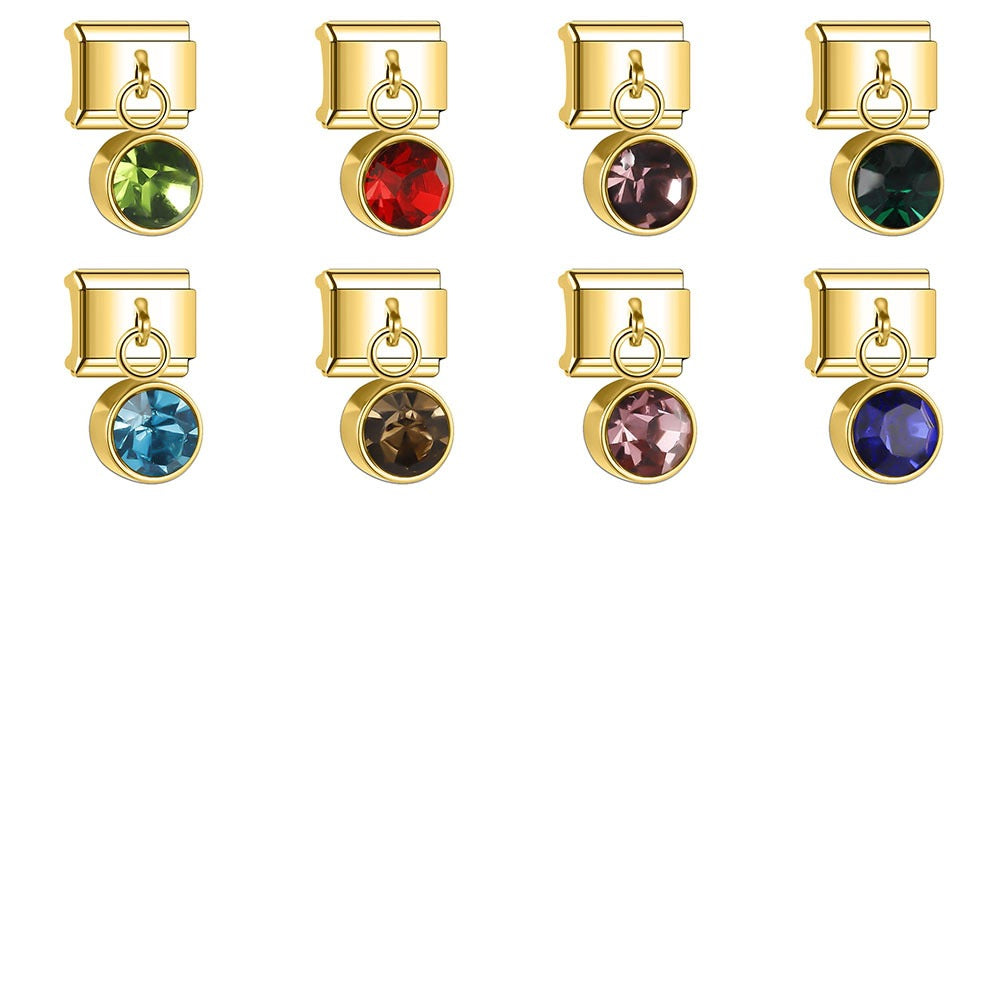 Wholesale Italian Charm Bracelet 9mm DIY Splicing Gemstone Pendants Stainless Steel Composable Bracelet