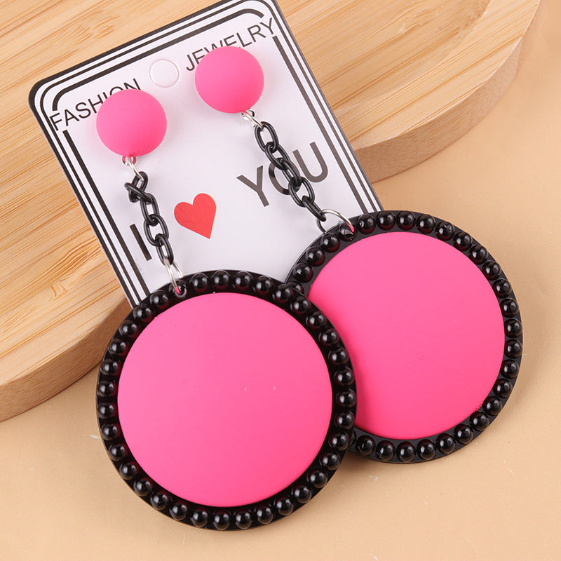 Wholesale Color Three-dimensional Large Round Acrylic Earrings