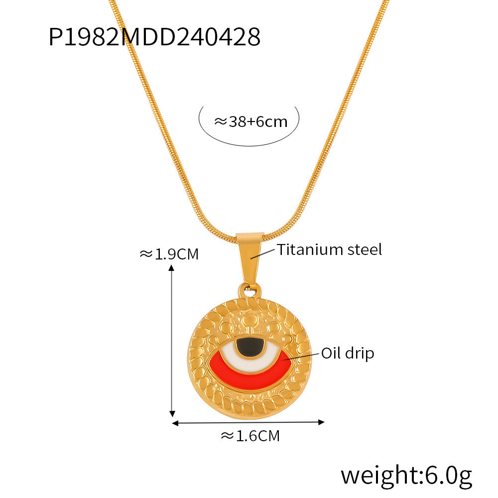 Wholesale Vintage Oil Drop Demon Eye Titanium Steel Necklaces Choker Necklaces ACC-NE-OMK005