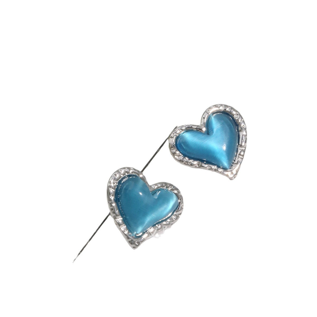 Wholesale Titanium Steel Heart-Shaped Cat Eye Earrings Boutique Jewelry Accessory for Women Gift
