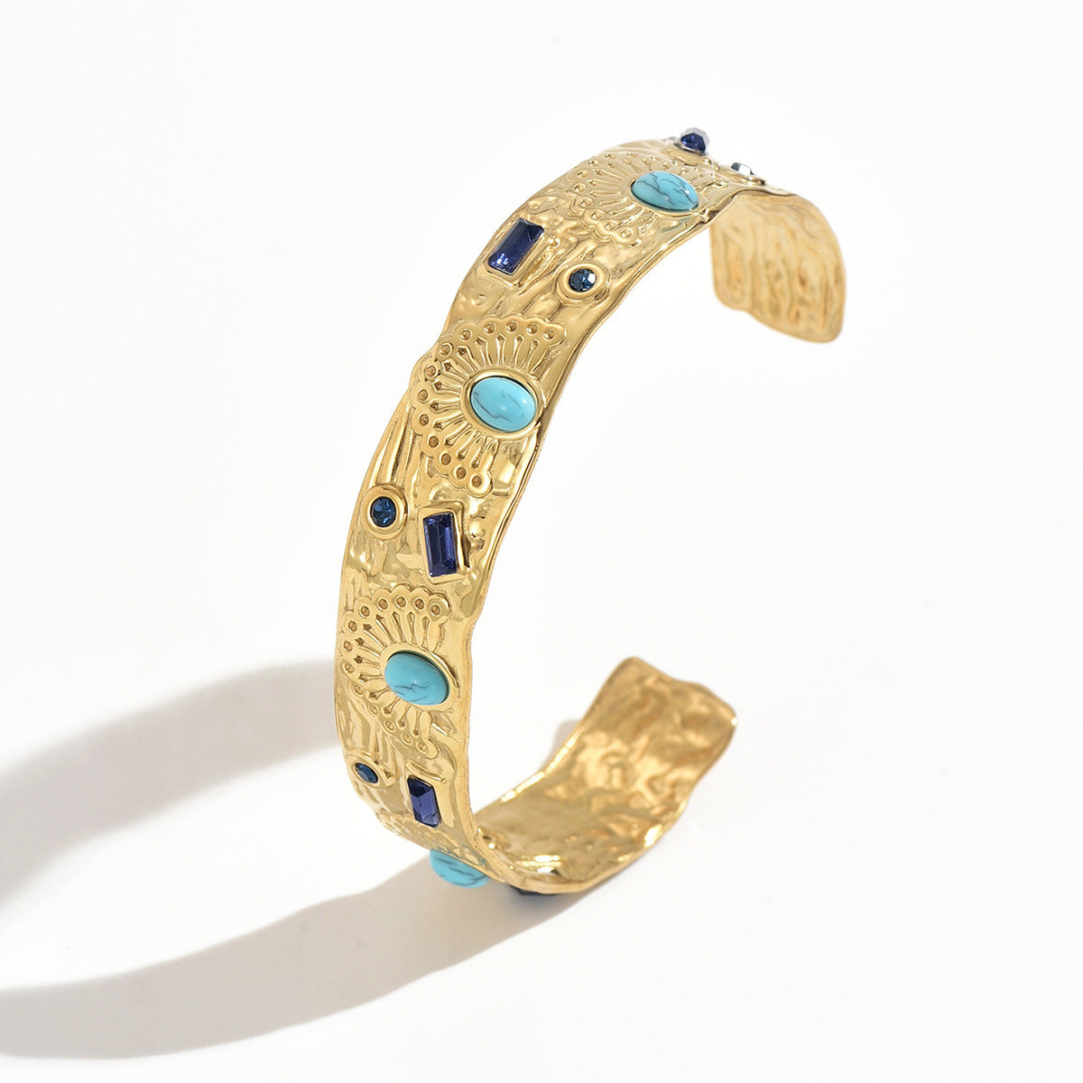 Wholesale Geometric Rhinestone Stainless Steel Adjustable Open Bangle Bracelet Fashion Jewelry Accessory