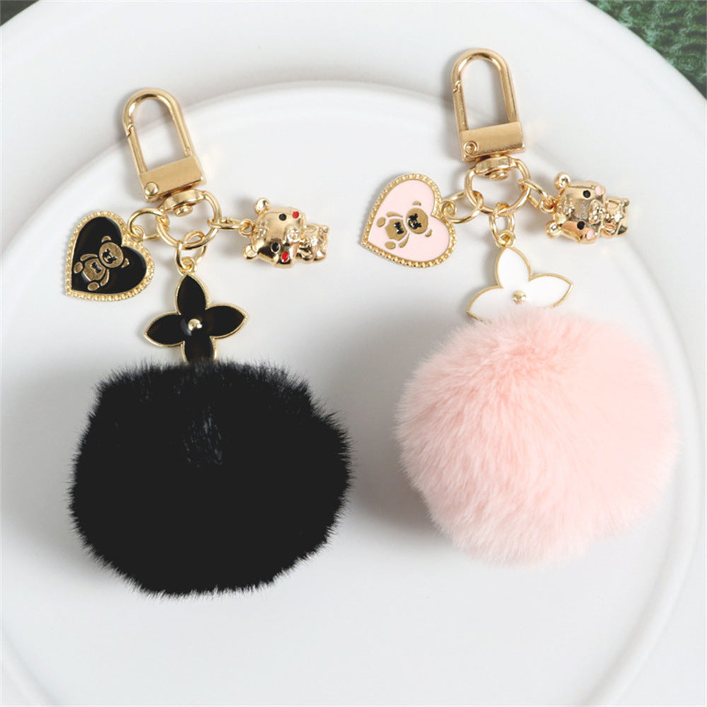 Wholesale Heart Bear Fur Ball Keychain Creative Pom Pom ACC-KC-KaWu005