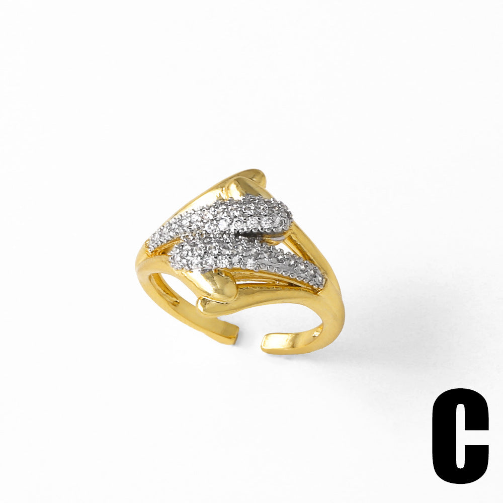 Wholesale copper plated 18k gold two-tone irregular open ring