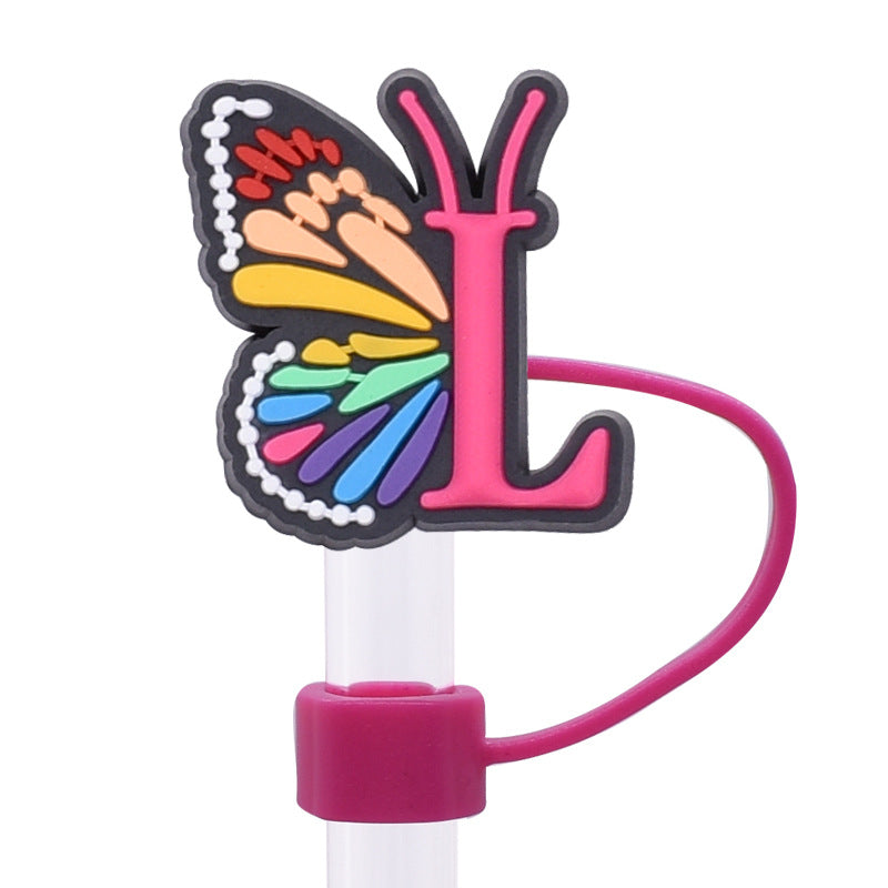Wholesale Random 100pcs Creative DIY butterfly letters Straw Cover Straw Tube Cap