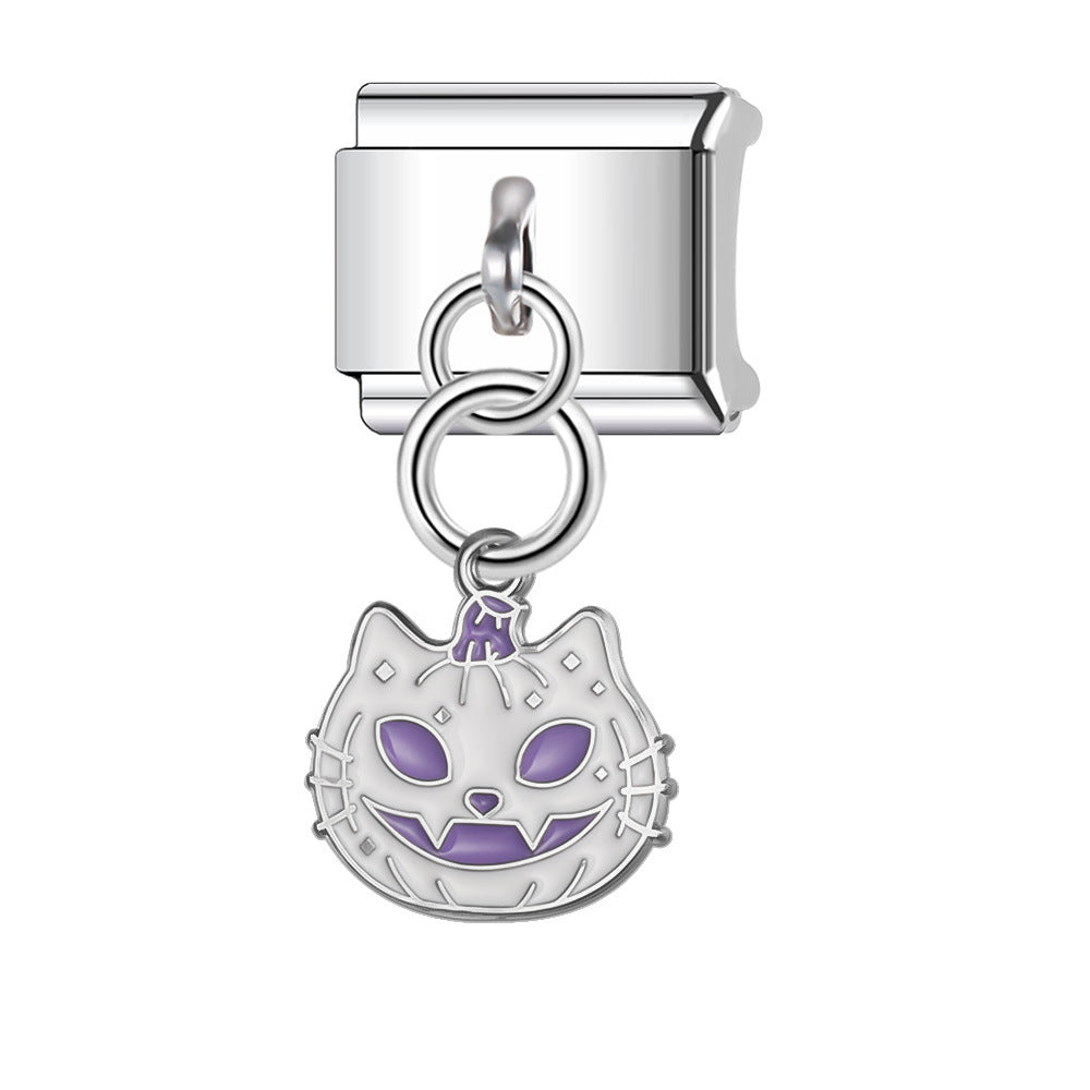 Wholesale Italian Charm Bracelet 9mm DIY Splicing Stainless Steel Halloween Pumpkin Series Composable Bracelet