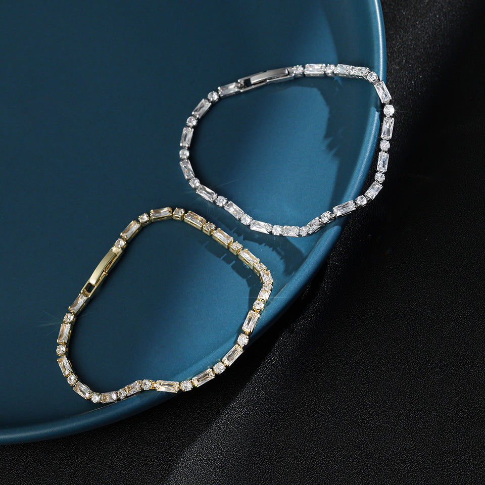 Wholesale Silver Plated Zircon Bracelet White Pink Geometric Women Fashion Accessory for Resale