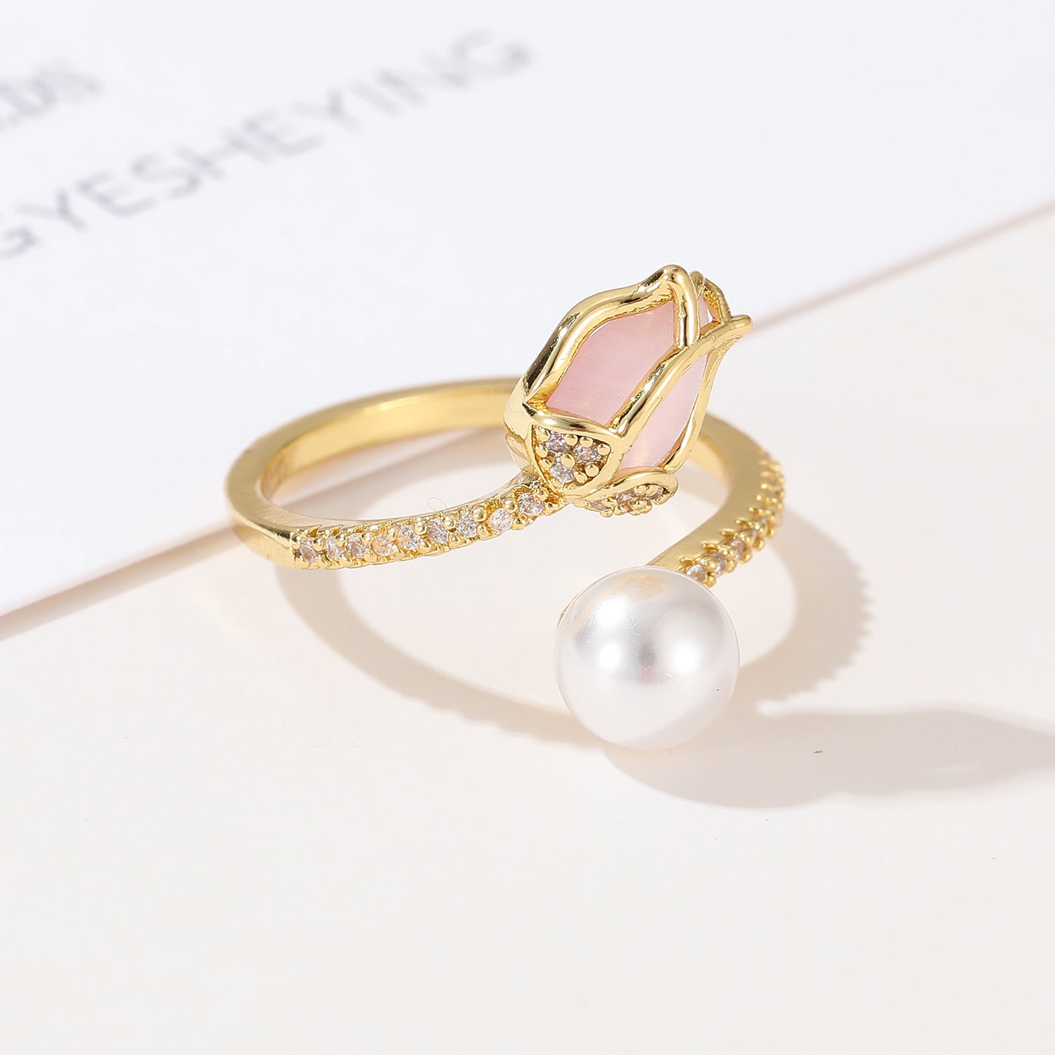 Wholesale Summer Fashion Personality Irregular Tulip Opening Zircon Ring