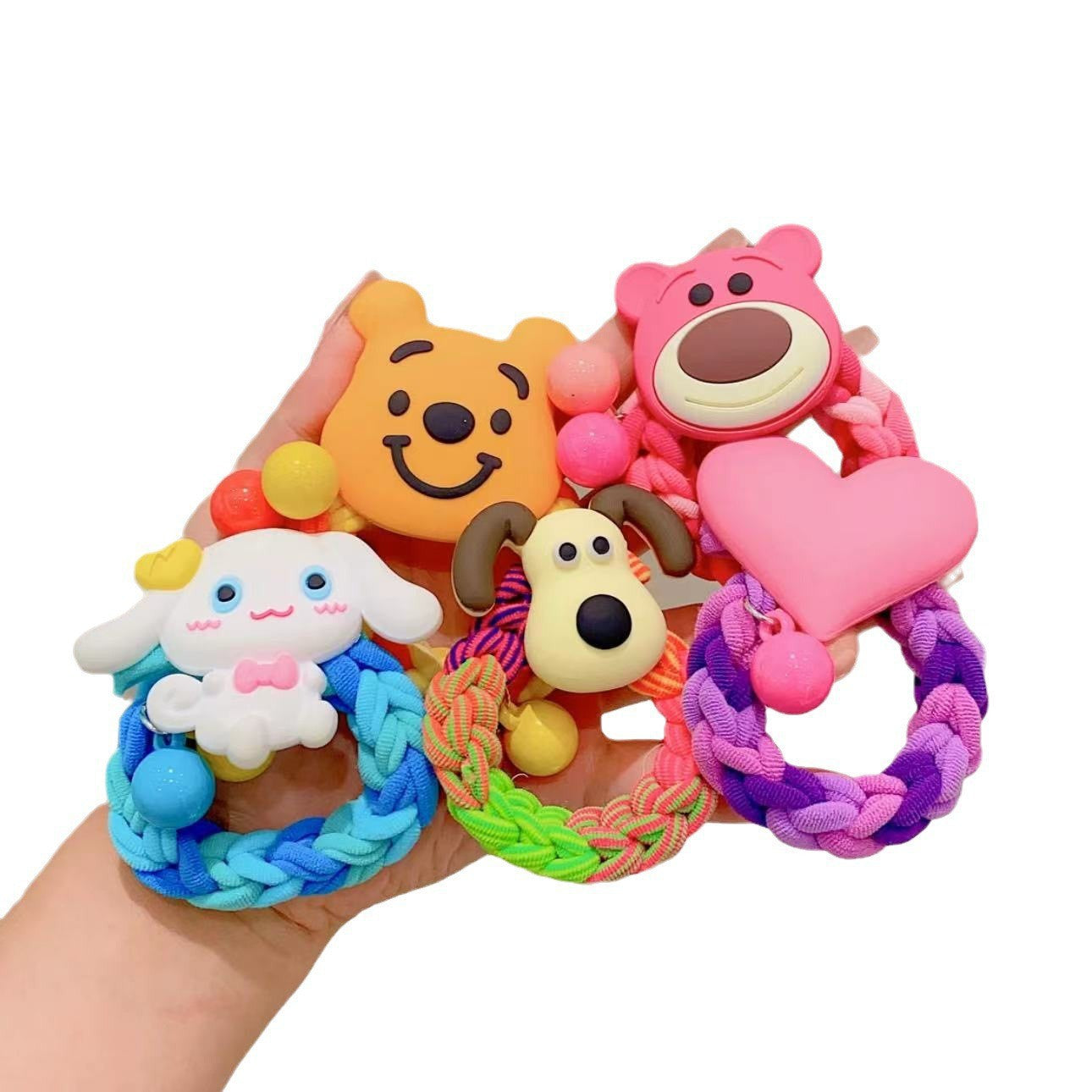 Wholesale 10pcs Cute Cartoon Rainbow Braided Hair Band Hair Scrunchies ACCVIP-HS-Huidi001