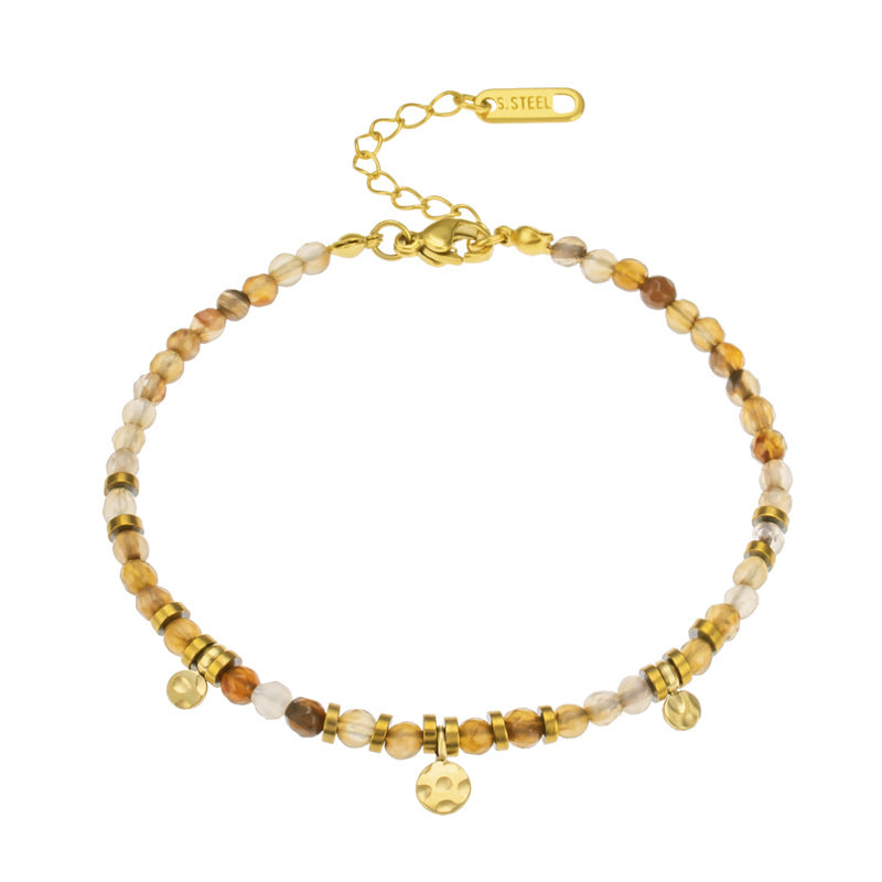 Wholesale moon stacked titanium steel bracelet does not fade natural stone beaded bracelet