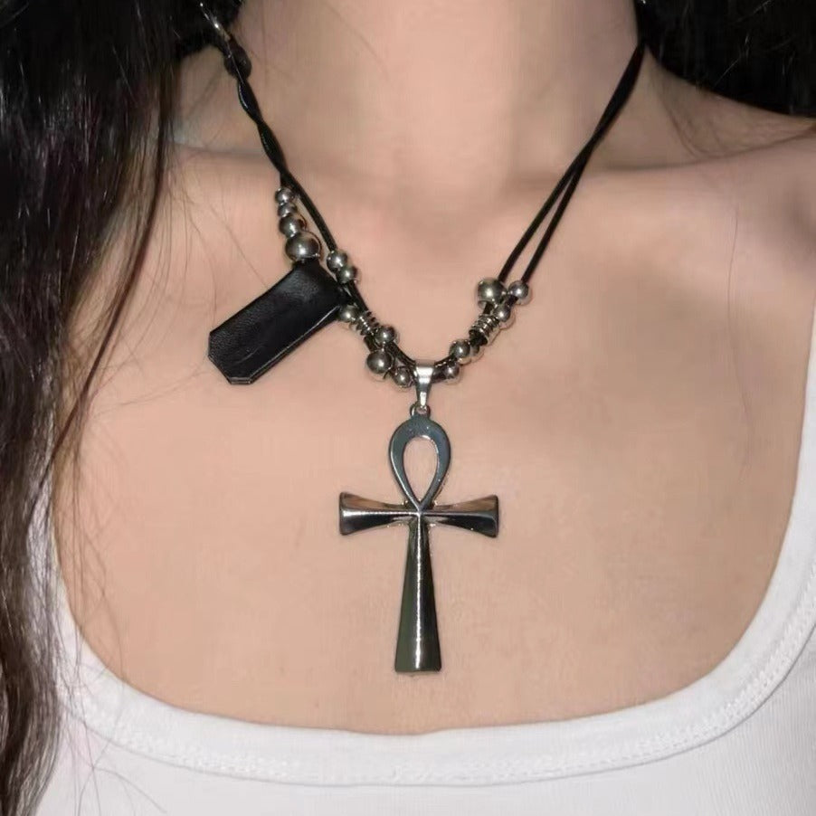 Wholesale Punk Heavy Industrial Cross Long Necklace