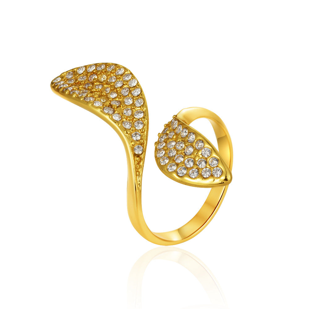 Wholesale Trendy Stainless Steel Cross Ring with Honeycomb Design,  Gold Finish Open Ring Fashion Accessory for Women
