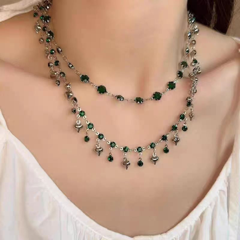 Wholesale Double Layer Stacked Shell Necklace