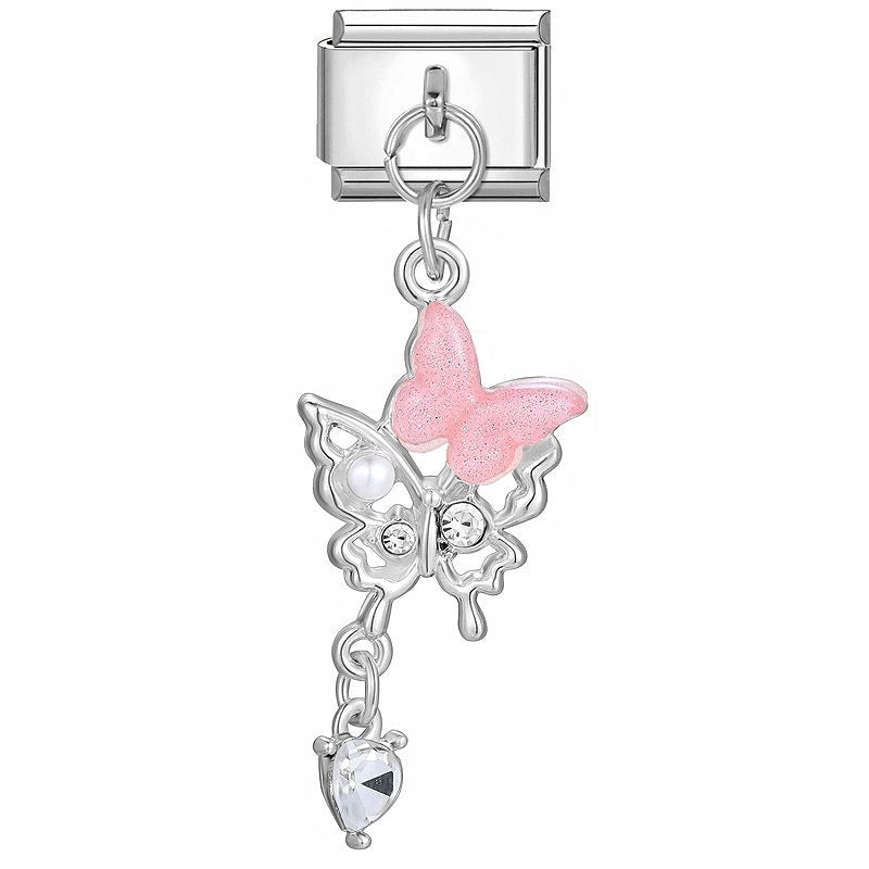 Wholesale Stainless Steel Butterfly Moon Pendant Charm DIY Bracelet Jewelry Making Accessory Boutique Resale