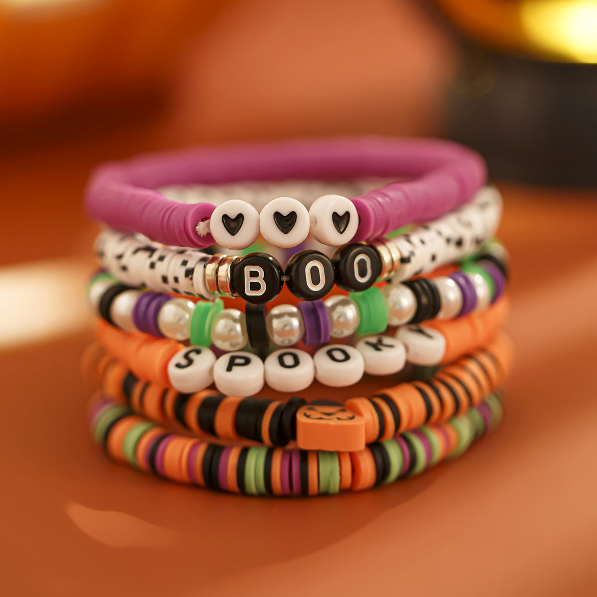 Wholesale  Bat Pumpkin Soft Clay Beaded Bracelet Fashion Jewelry Accessory Gift