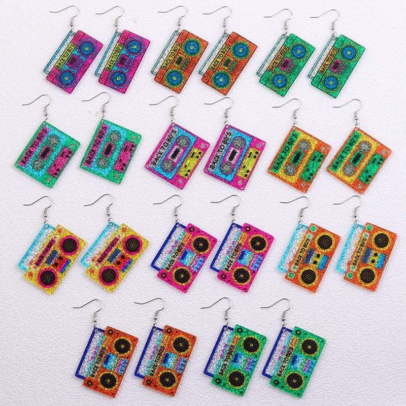 Wholesale  Retro Earrings Colorful Shiny Tape Acrylic Earrings