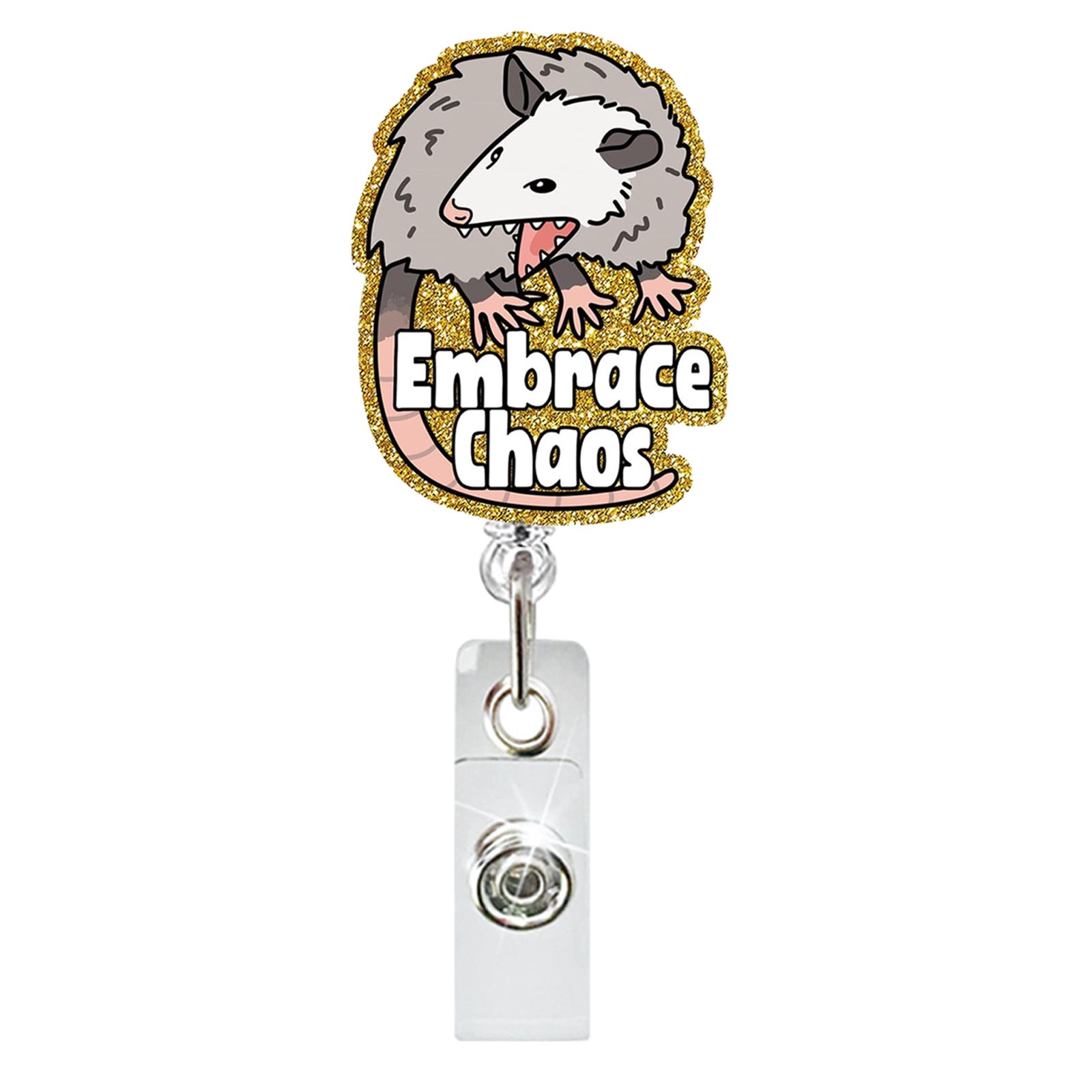 Wholesale Acrylic Glitter Mouse Retractable Easy To Pull Nurse Badge Scroll Keychain ACC-KC-QiDing008