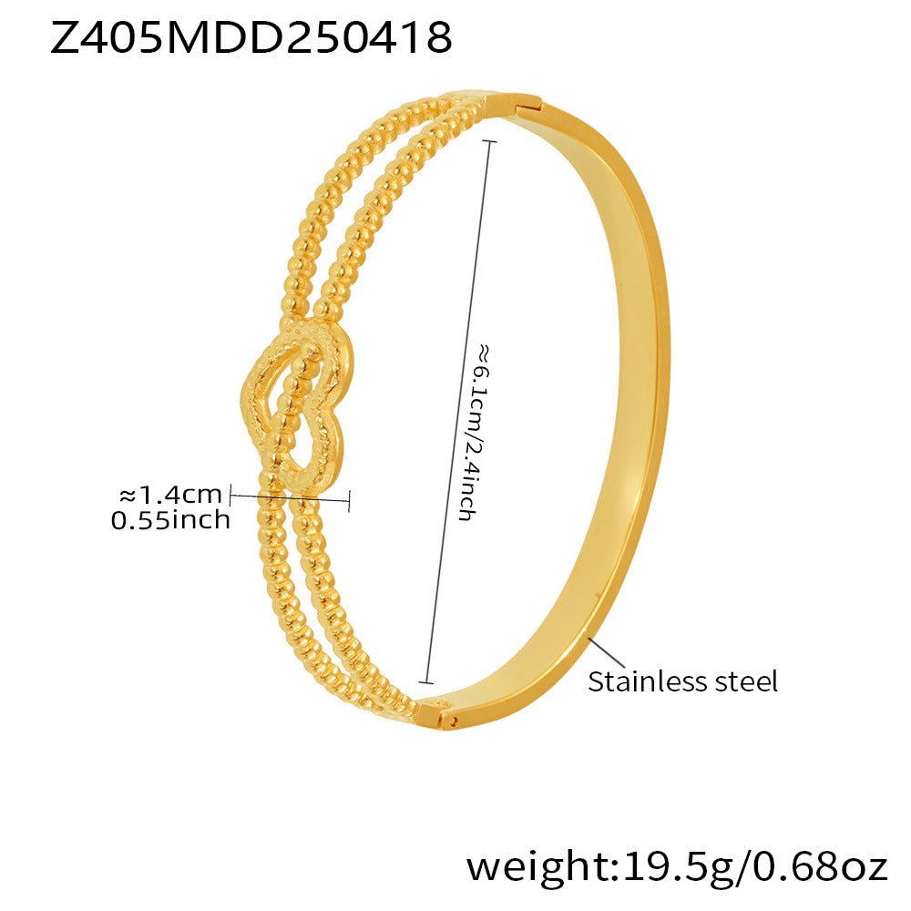 Wholesale Stainless Steel  Personality Double Line Hollow Love Snap Bracelet