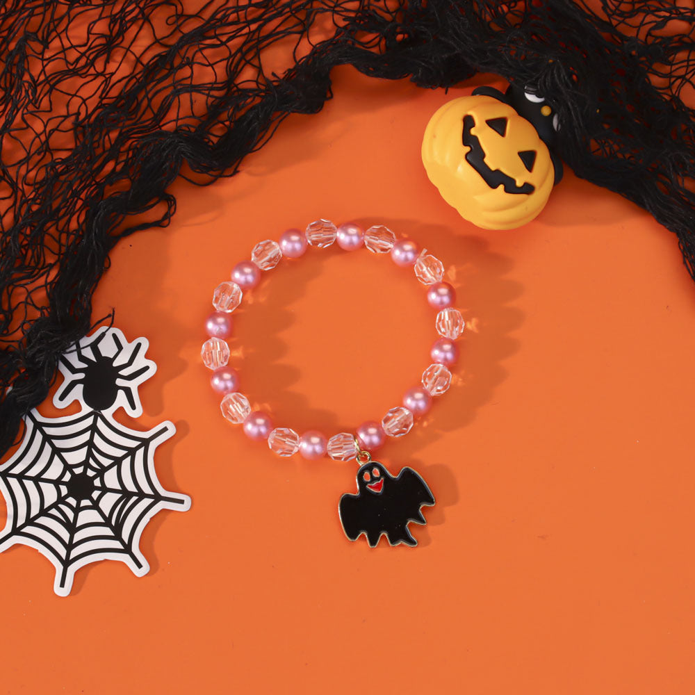 Wholesale 5pcs Oil Pearl Ghost Black Cat Witch Bracelet