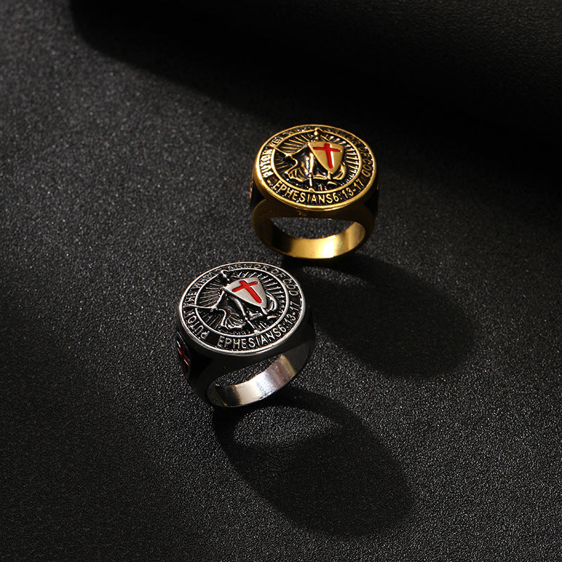 Wholesale Vintage Templar Shield Cross Ring