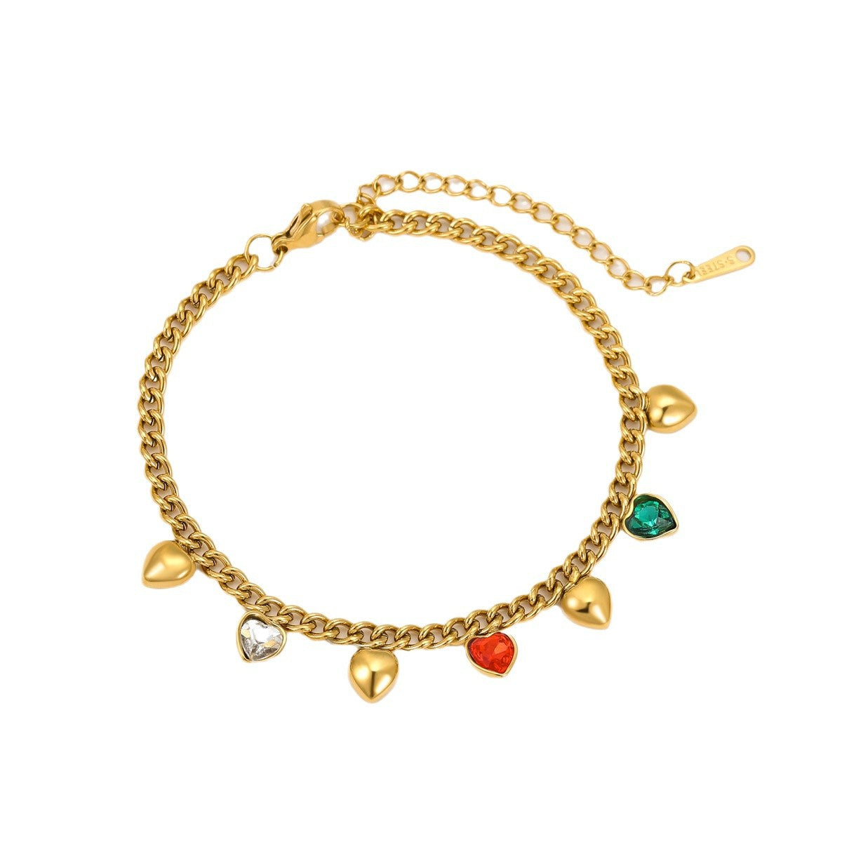 Wholesale stainless steel bracelet color love geometric rhinestone bracelet