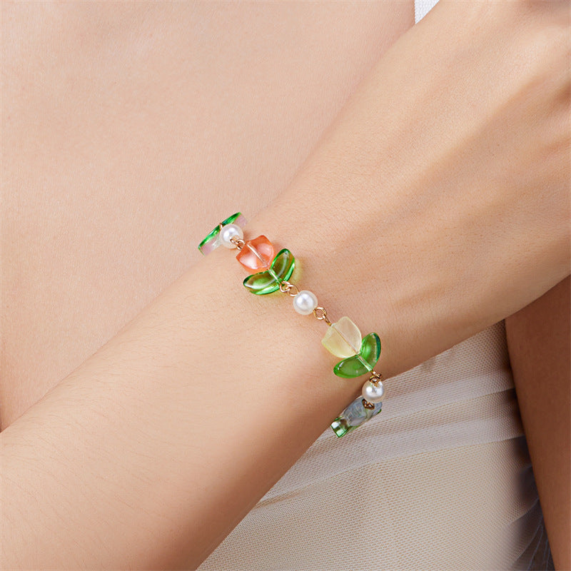 Wholesale Translucent Dopamine Color Tulip Pearl Bracelet ACC-BT-Gangm013