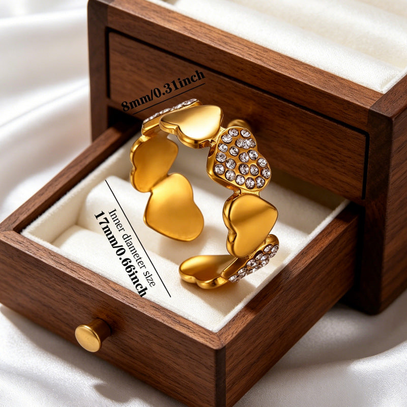 Wholesale Oil Drop Heart Crown Ring Stainless Steel Fashion Accessory Gift