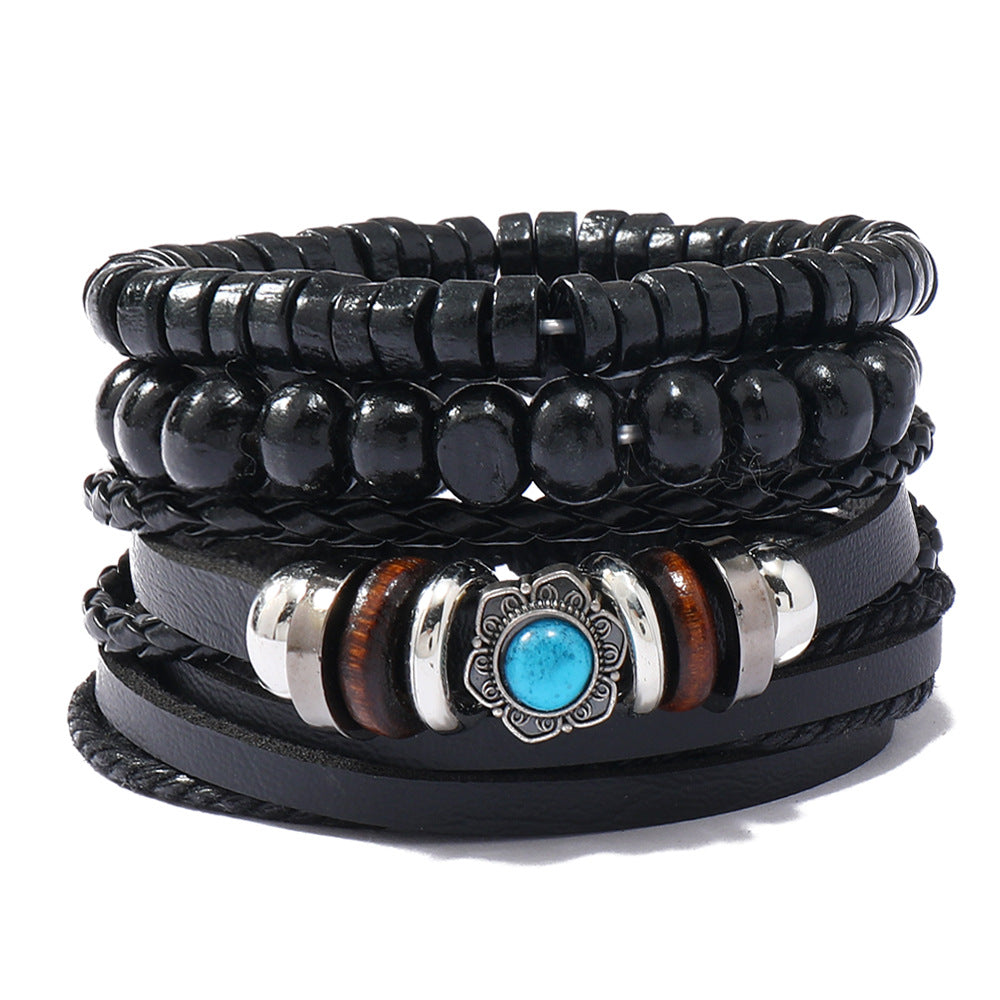 Wholesale Retro Multi-layer Alloy Leather Bracelet