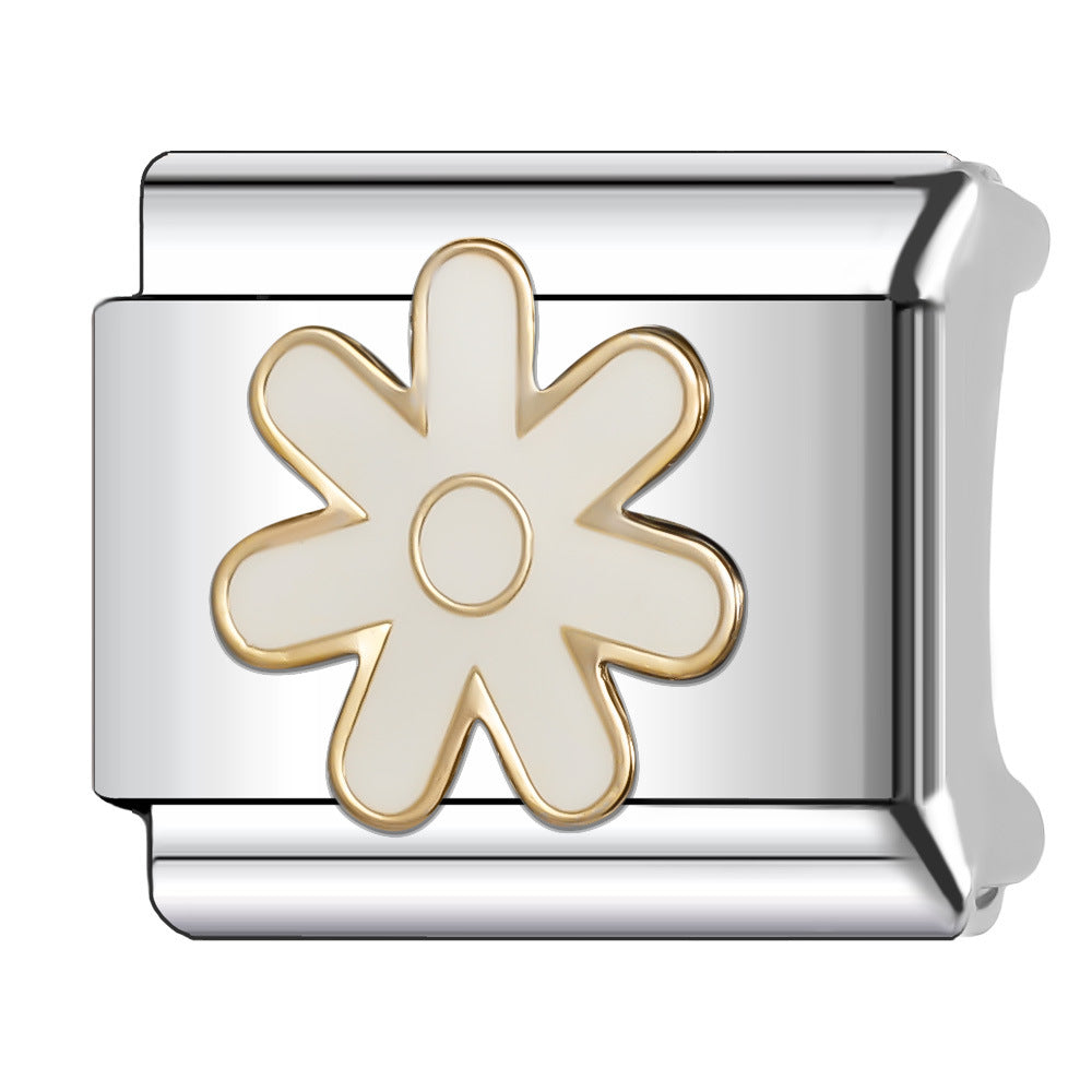 Wholesale Italian Charm Bracelet 9mm DIY Splicing Flower Series Stainless Steel Composable Bracelet