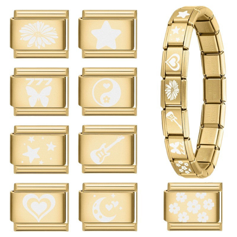 Wholesale 9mm Italian Charm Starter Bracelets DIY square Single Section Creative Stainless Steel Composable Bracelet