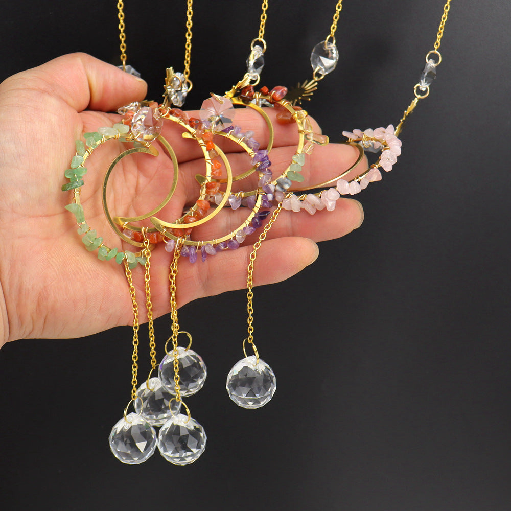 Wholesale  Sun Catcher Moon Sun Crystal Pendant  Wind Chimes
