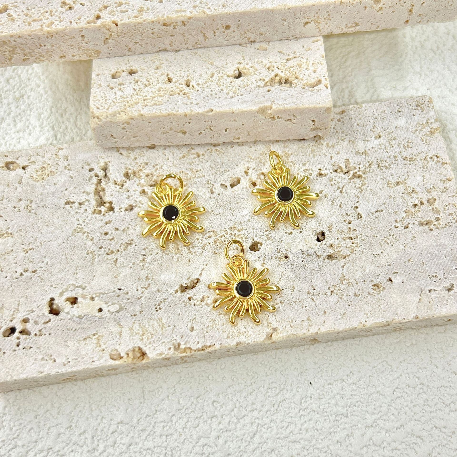 Wholesale Sunflower inlaid with colorful zirconium DIY pendant