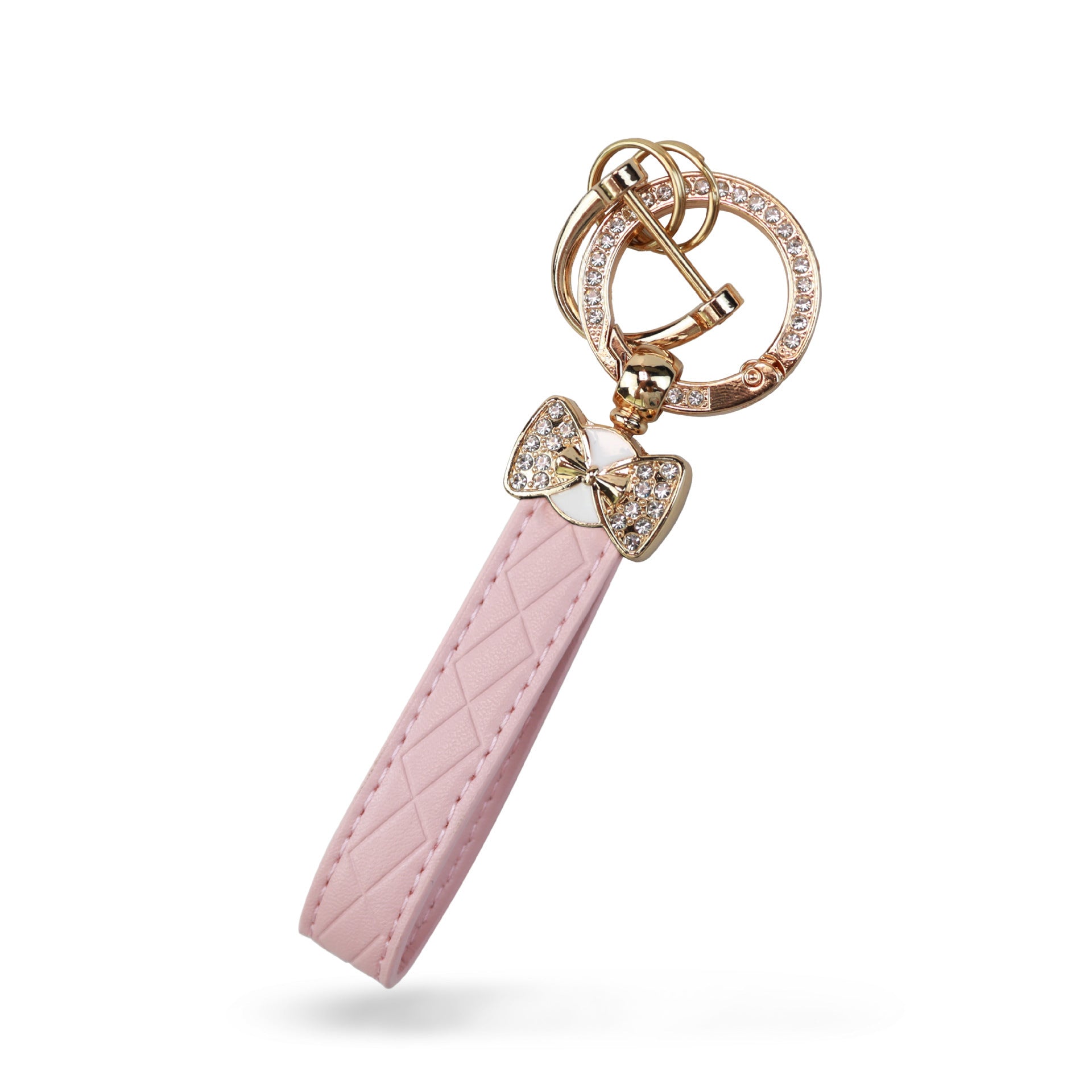 Wholesale Zinc Alloy Leather Rhinestone Butterfly Keychain - Stylish Car Key Accessory for Gifts