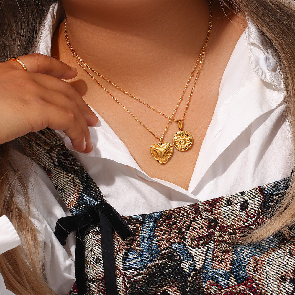 Wholesale O-shaped Chain Sun Moon Star Pendant Titanium Steel Necklace ACC-NE-MengJia001