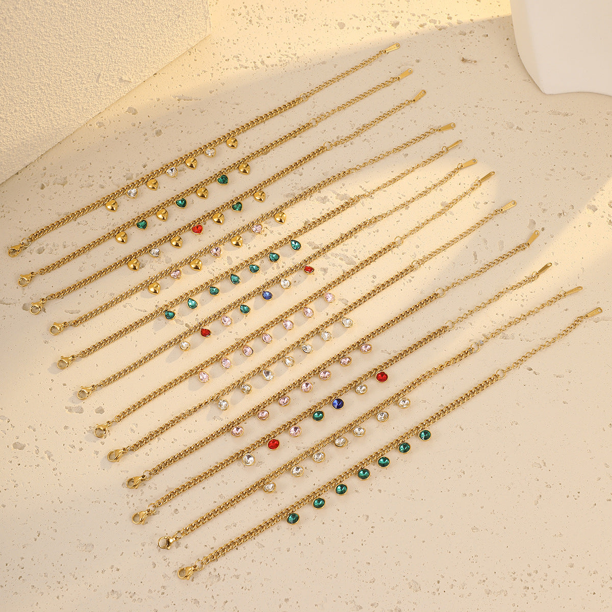 Wholesale stainless steel bracelet color love geometric rhinestone bracelet