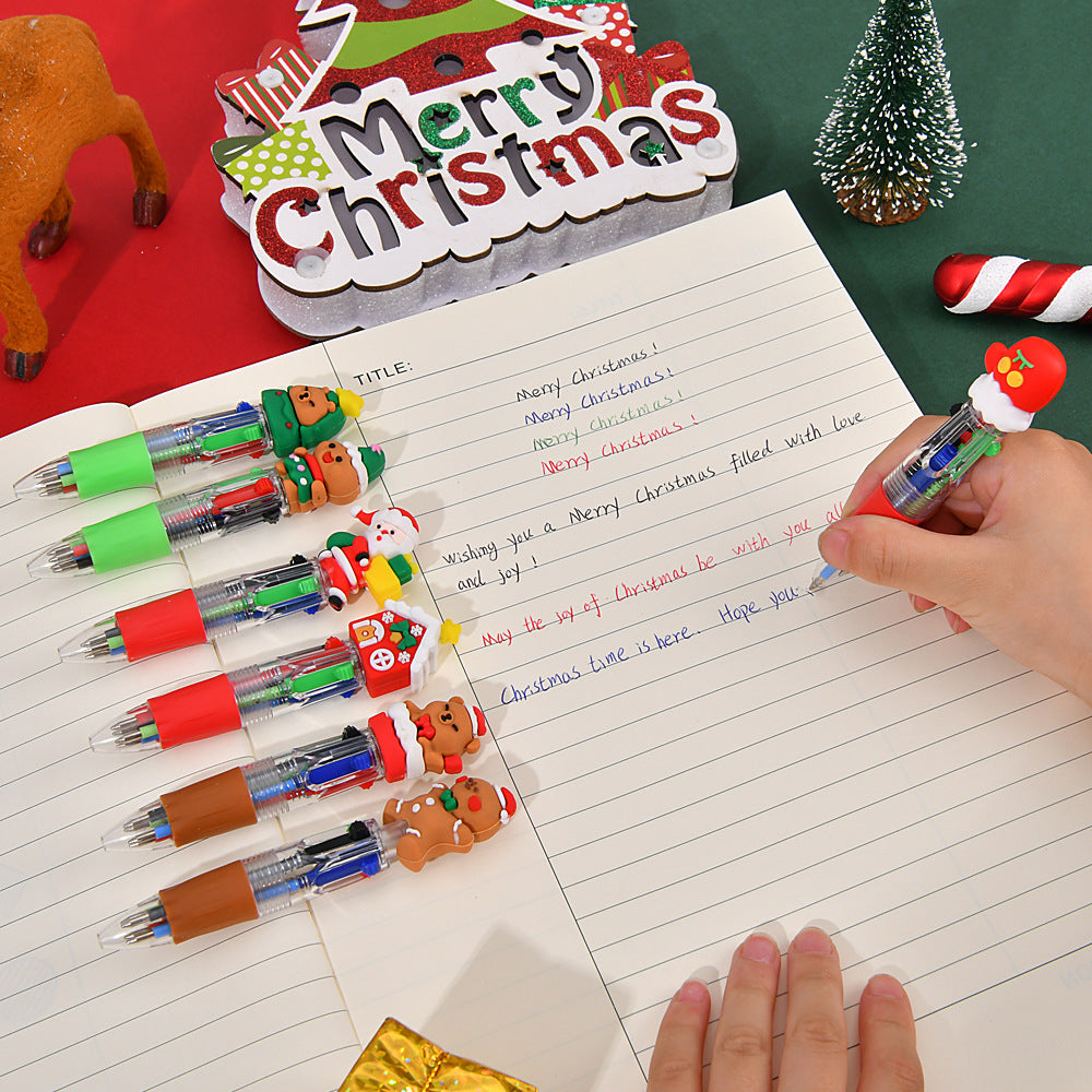 Wholesale Cute cartoon Christmas four-color ballpoint pen