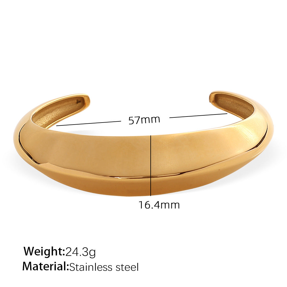 Wholesale  Exaggerated Stainless Steel Line Opening Bracelet