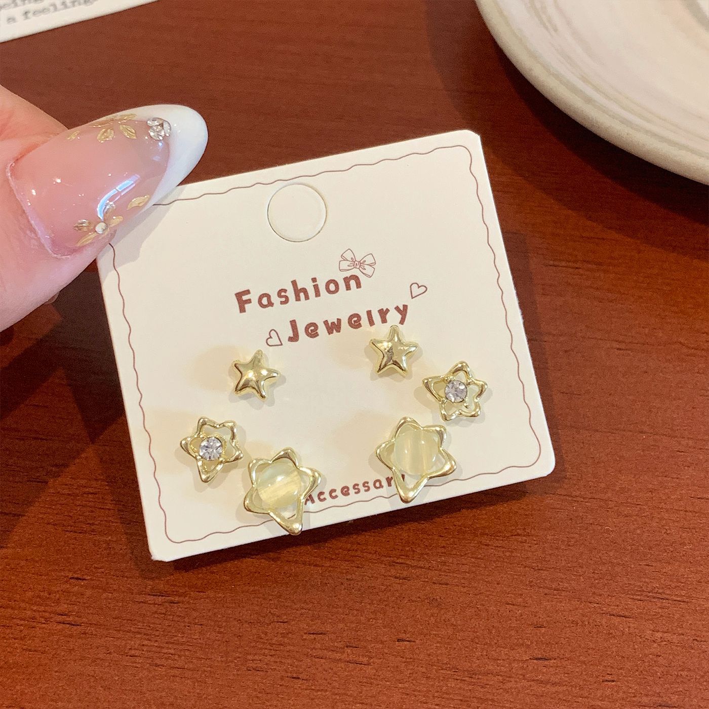 Wholesale Super flash zircon exquisite five-pointed star heart earring set silver needle Earrings