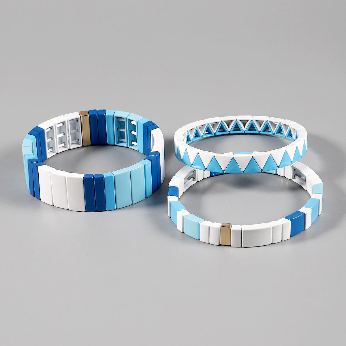 Wholesale Geometric Irregular Matte RA Enamel Multi-layer Elastic Bracelet