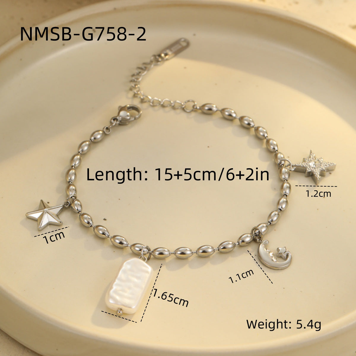 Wholesale Beaded Marine Style Bracelet Stainless Steel Stacked Bracelet